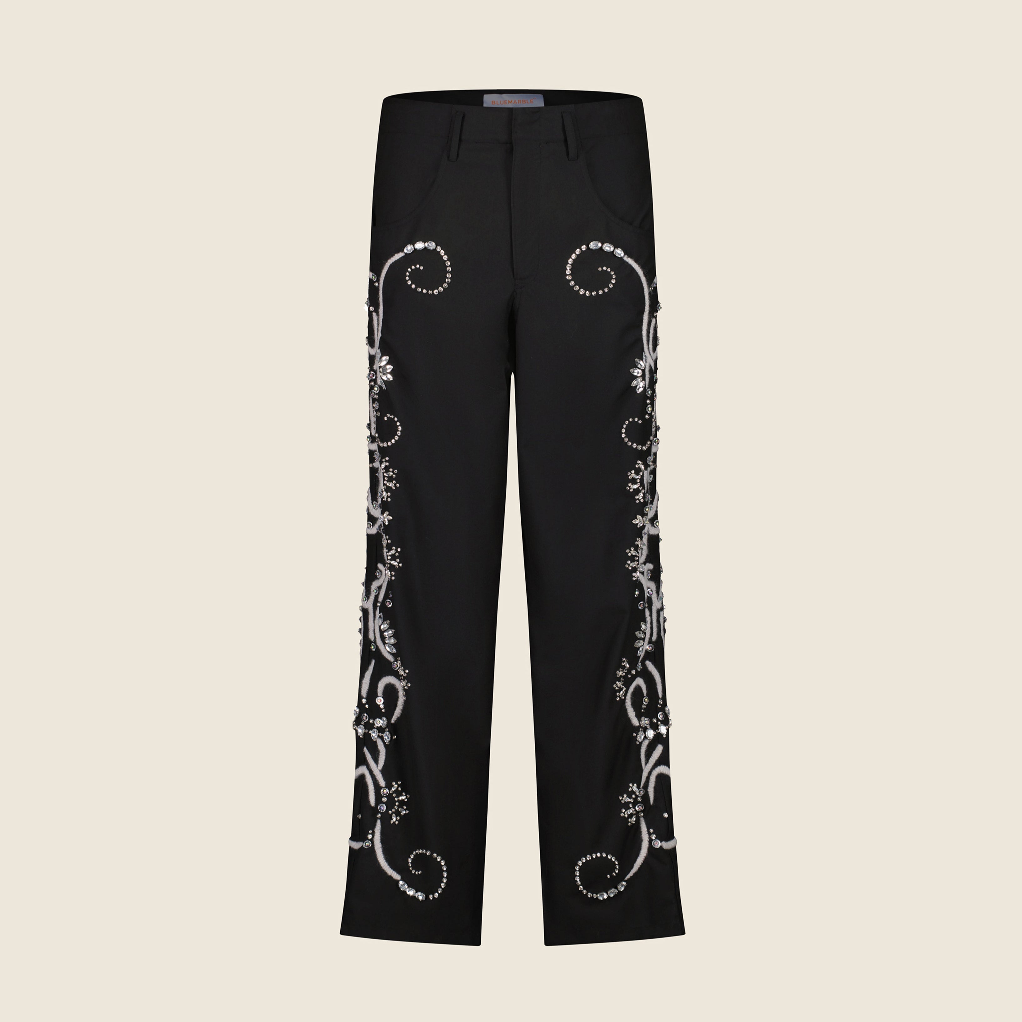 Black Vintage newest Hand Embroidered Pants