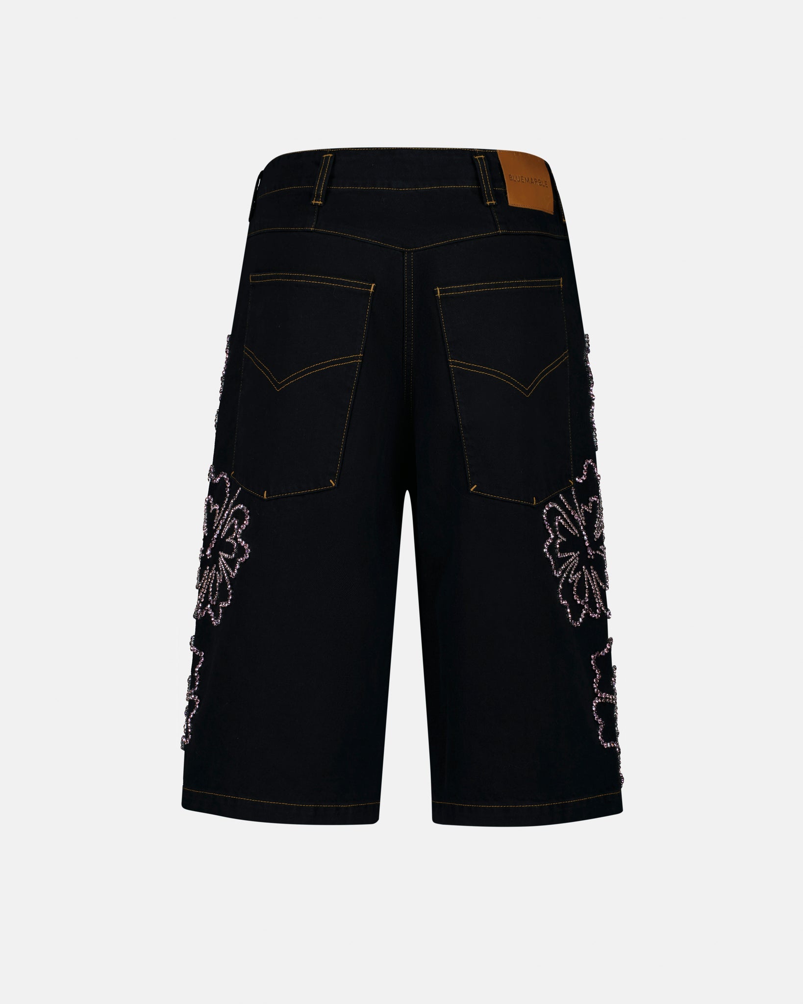 Black Embroidered Baggy Shorts
