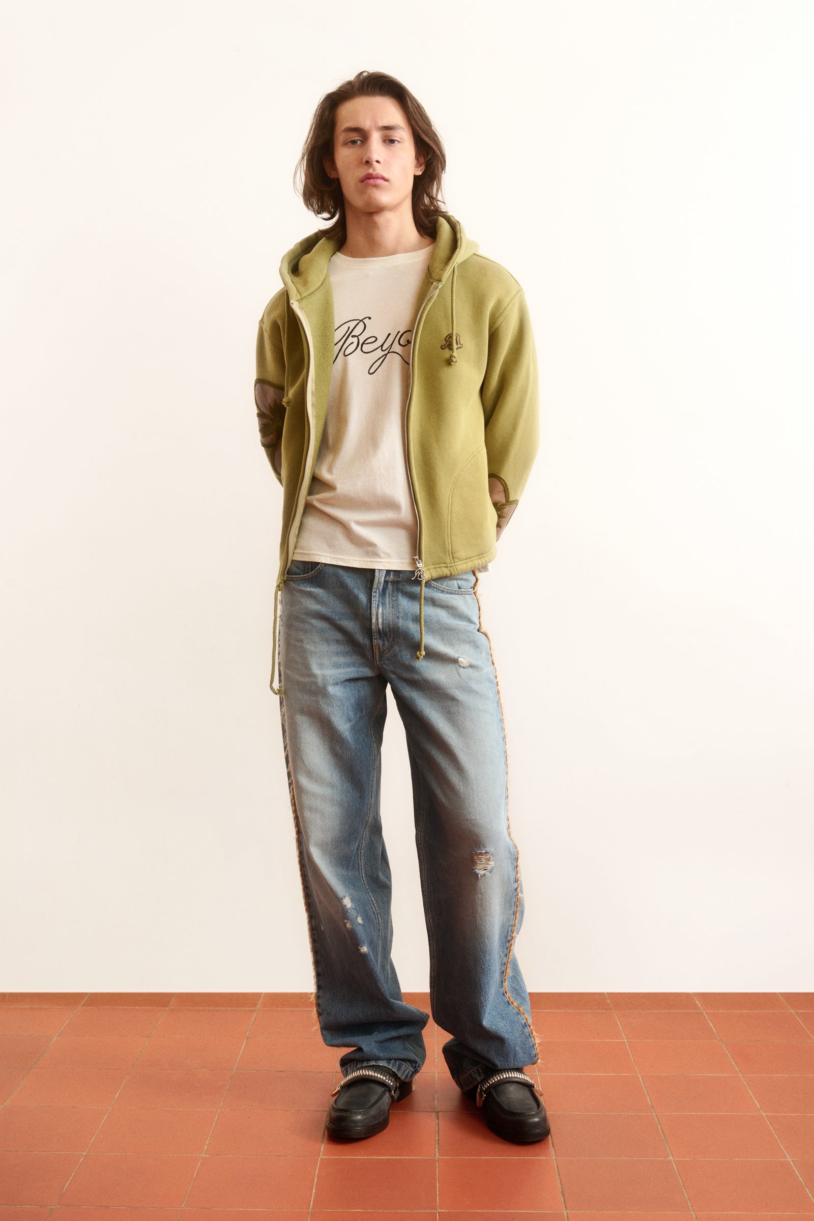 Leather Flower Appliqué Hoodie – BLUEMARBLE