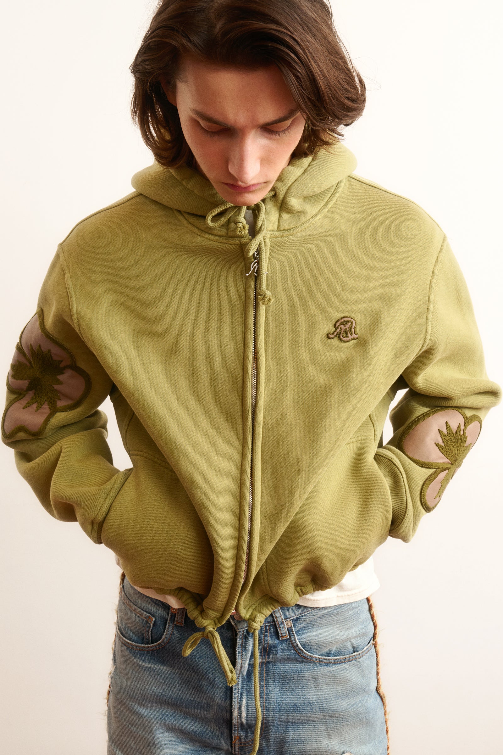 Leather Flower Appliqué Hoodie – BLUEMARBLE