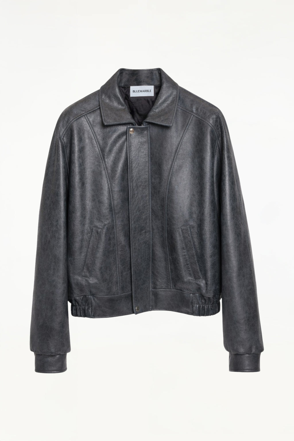 Curved Shoulder Leather Blouson