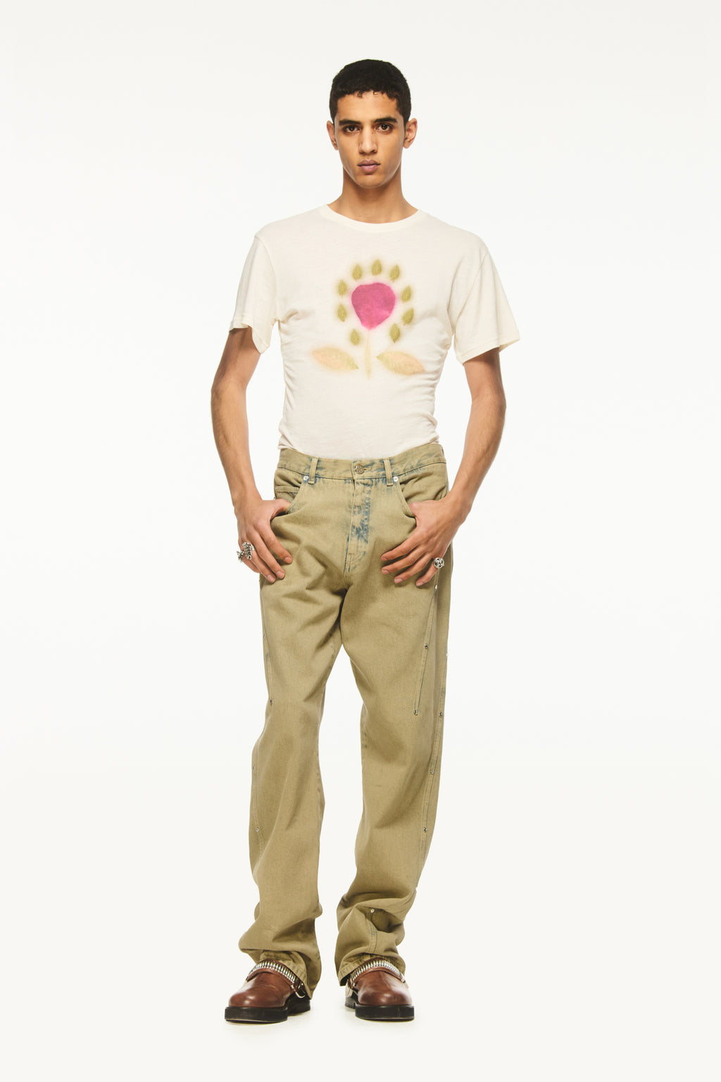 Darted Denim Pants