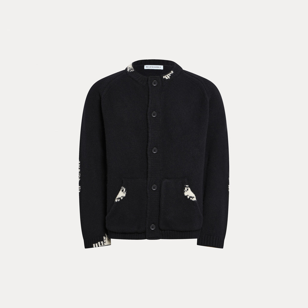 Black Felted Wool Cardigan