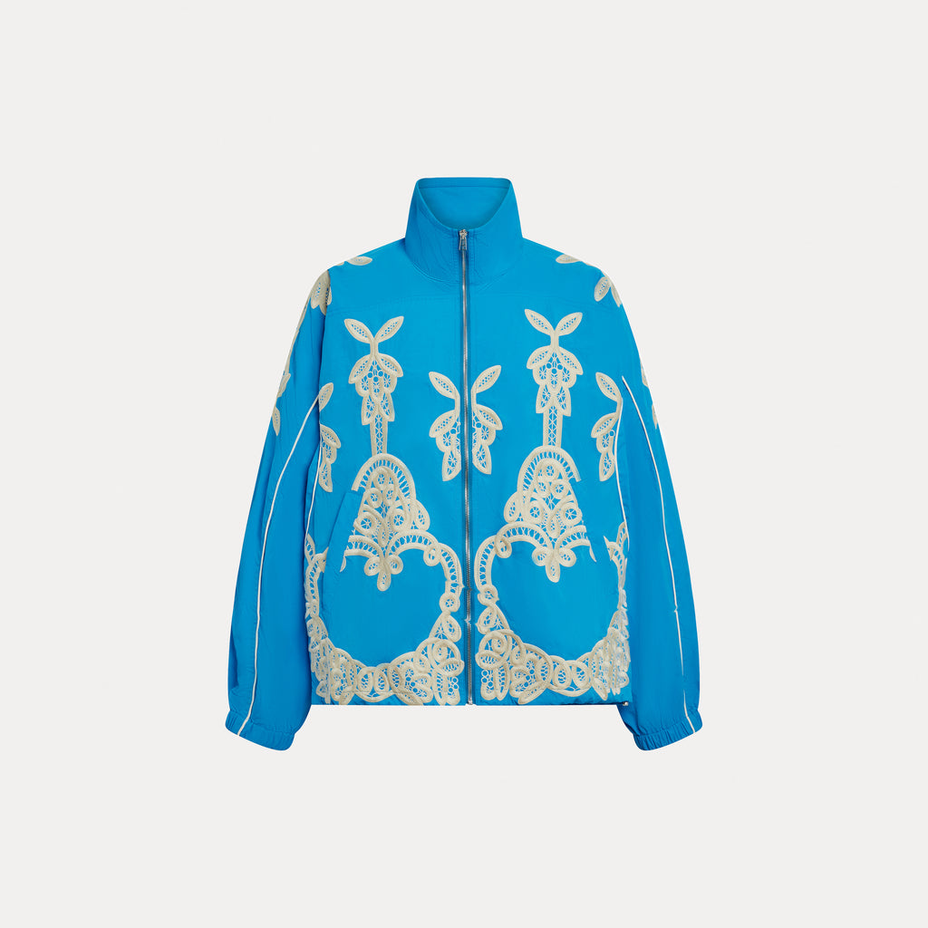 Turquoise Embroidered Track Jacket
