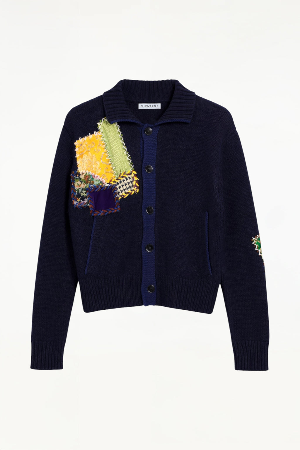 Hand-Embroidered Patchwork Boxy Cardigan