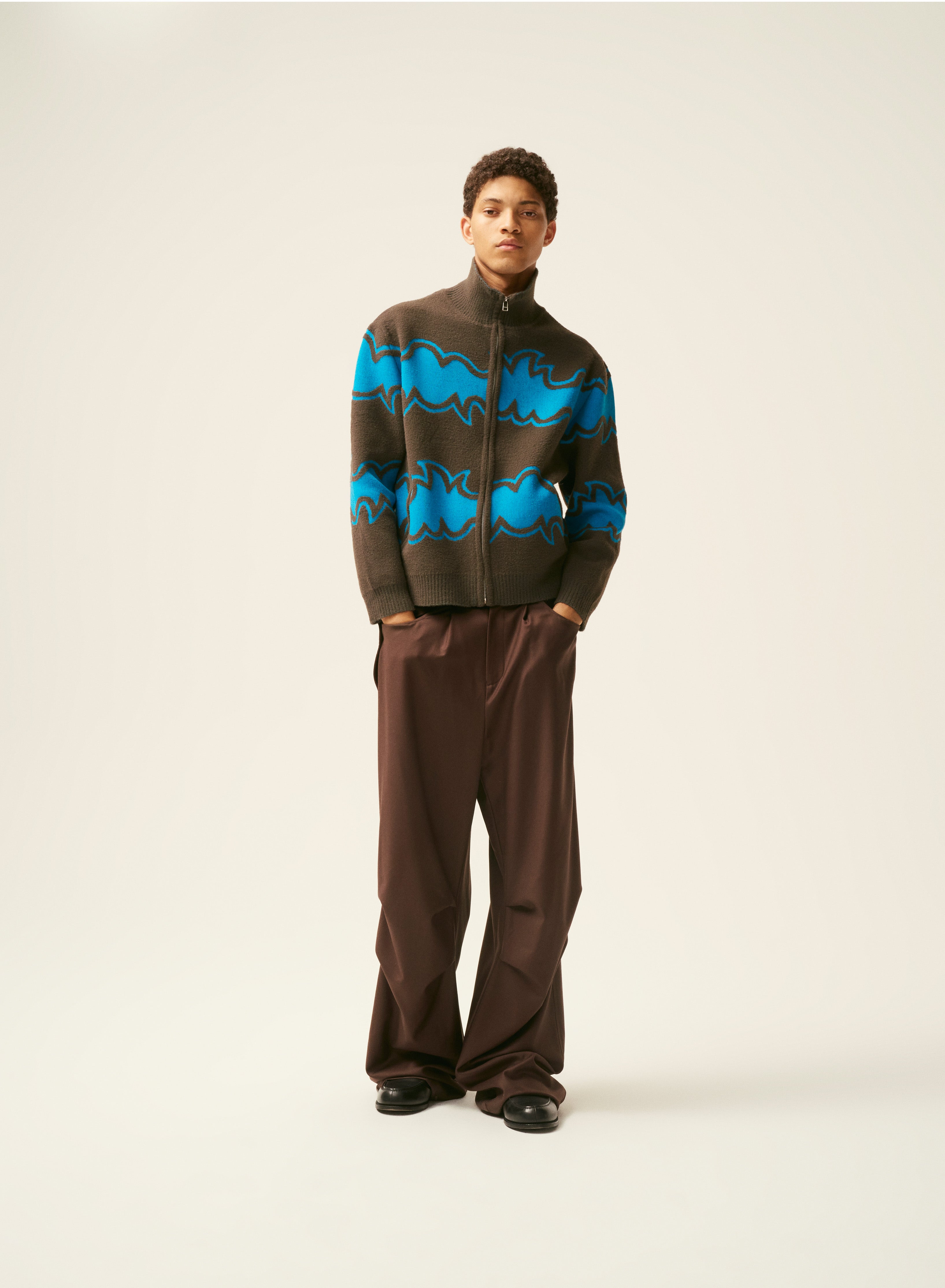 Zipped Jacquard Sweater – BLUEMARBLE