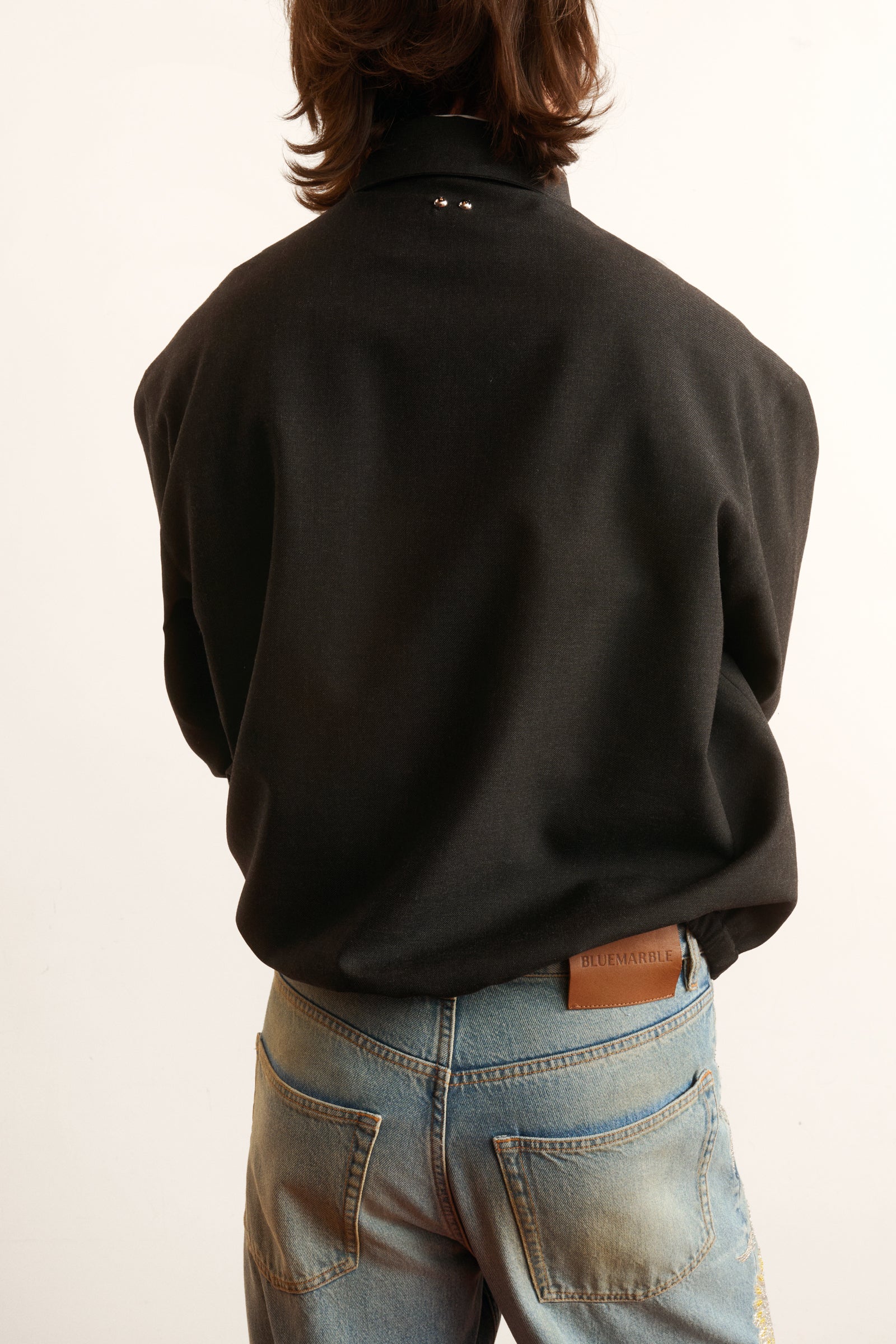 Men's relaxed fit zip-up black jacket 