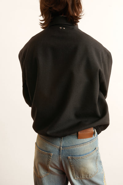 Men's relaxed fit zip-up black jacket 