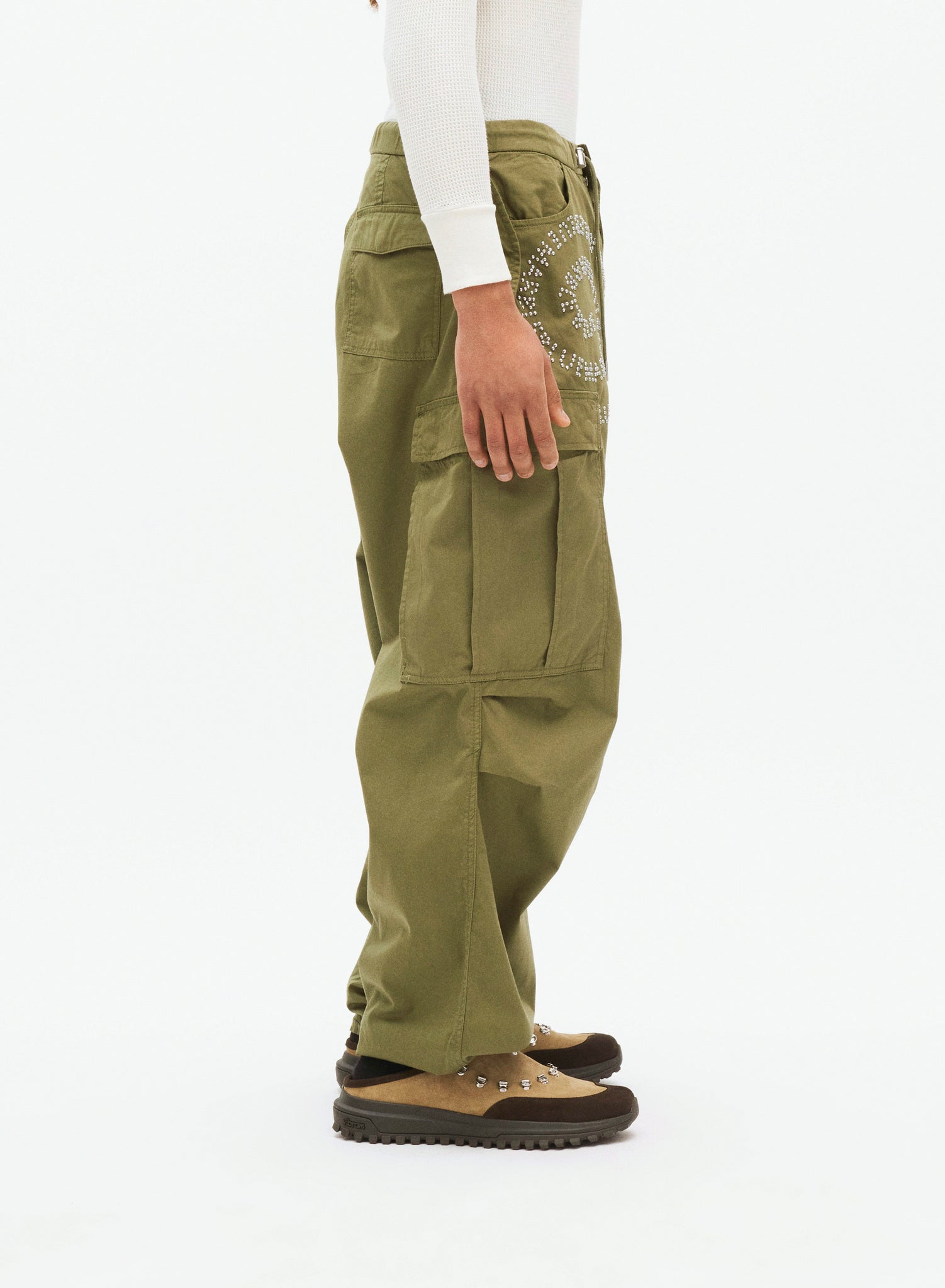 Khaki Studded Cargo Pants