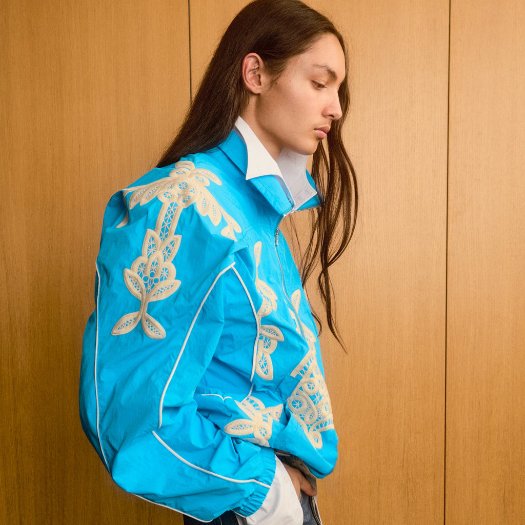 Turquoise Embroidered Track Jacket