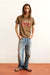 Men's brown t-shirt with a graphic design of a natural motif