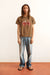 Men's brown t-shirt with a graphic design of a natural motif