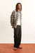 Men's grey plaid shirt floral studded motif