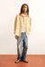 Men's yellow plaid shirt floral studded motif