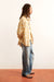 Men's yellow plaid shirt floral studded motif