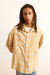 Men's yellow plaid shirt floral studded motif
