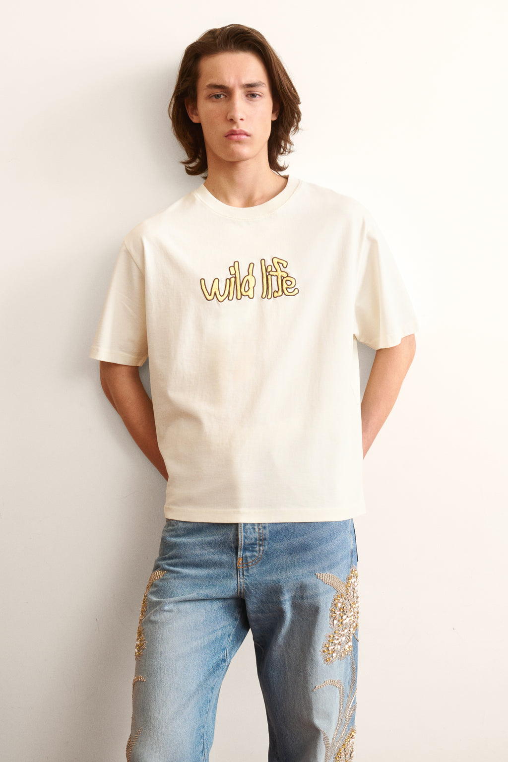Men's white wildlife short-sleeve tshirt