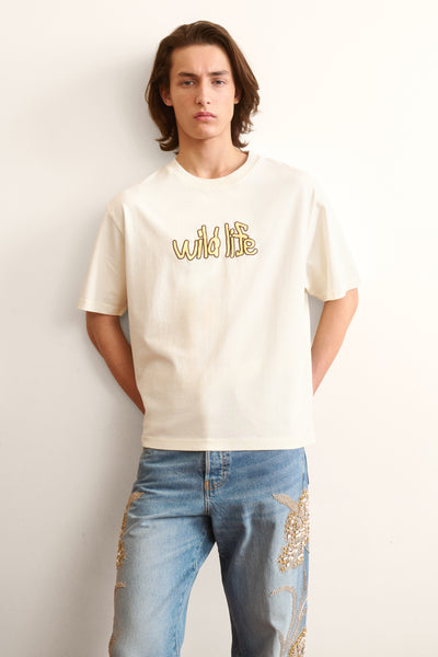 Men's white wildlife short-sleeve tshirt