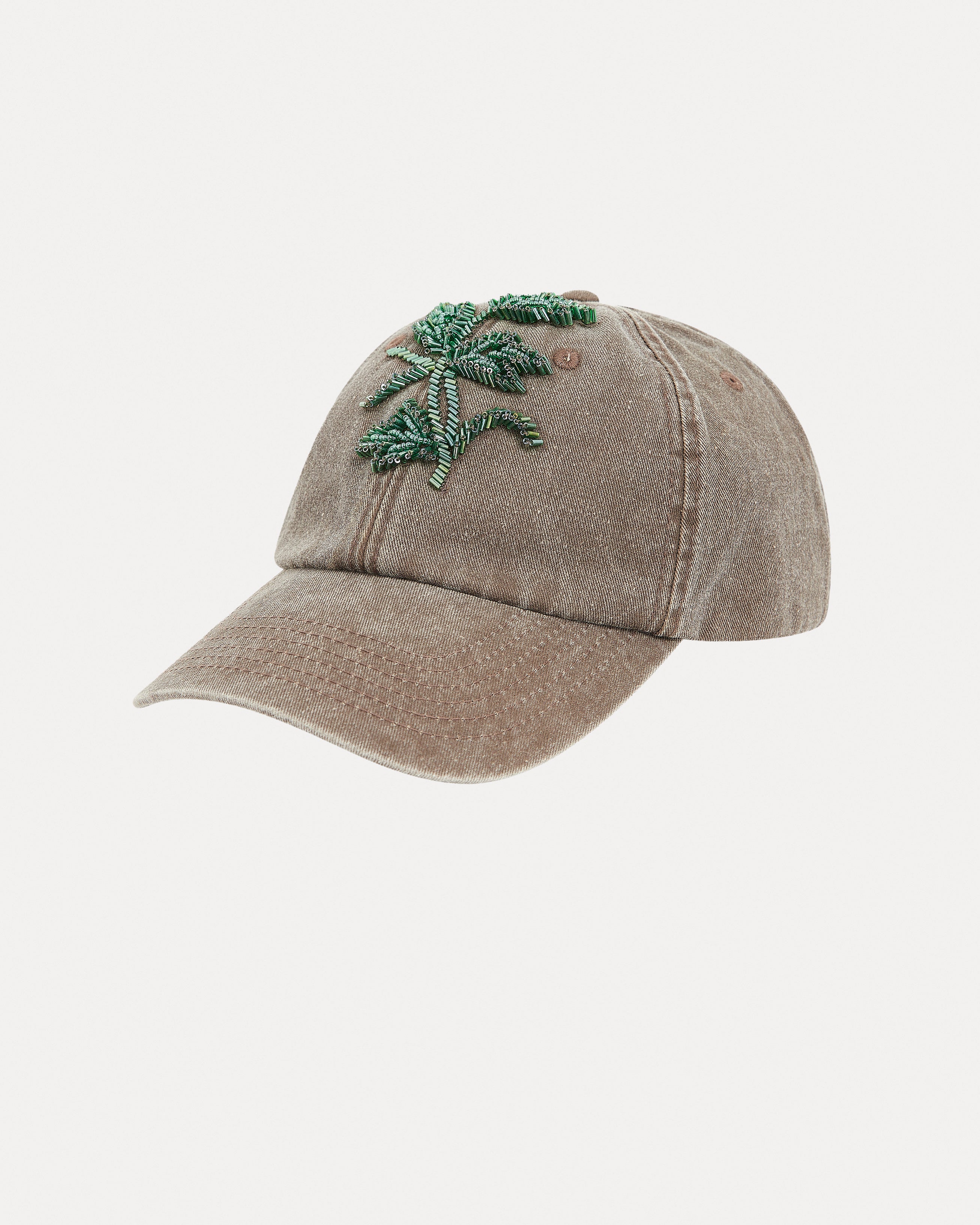Hand-embroidered Khaki Cap – BLUEMARBLE