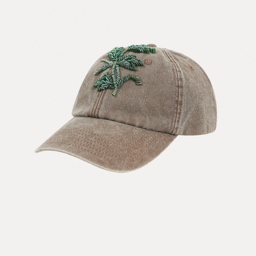 Hand-embroidered Khaki Cap