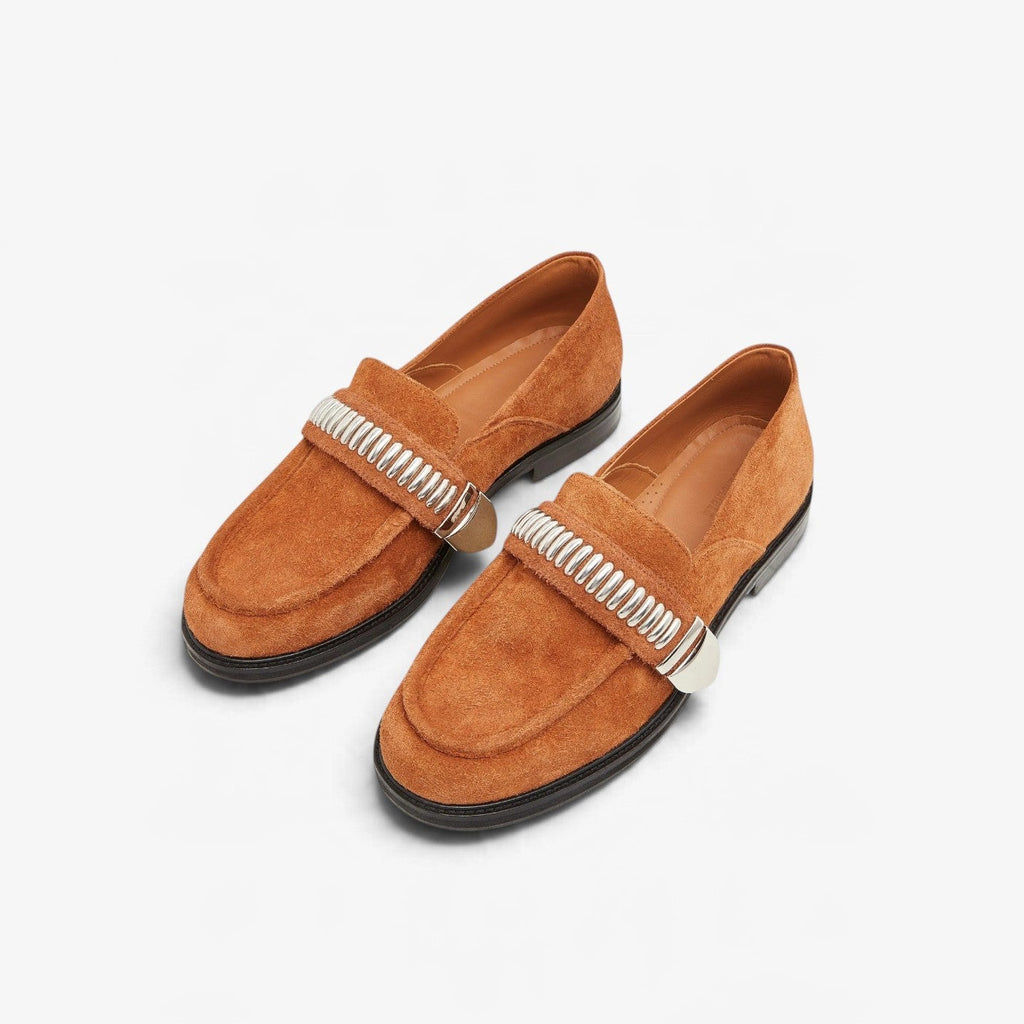Brown Studded Loafers