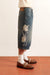 Men's blue denim shorts with crystal embroidery
