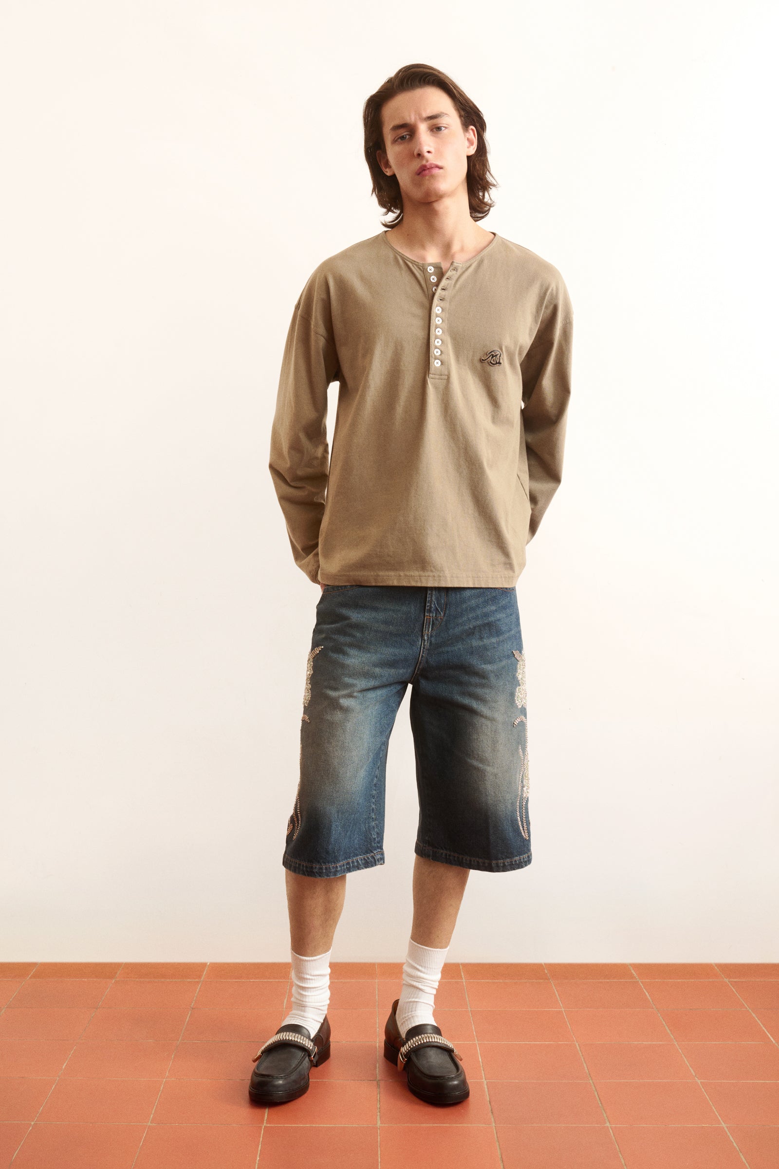Men's buttoned long sleeve cotton tshirt 