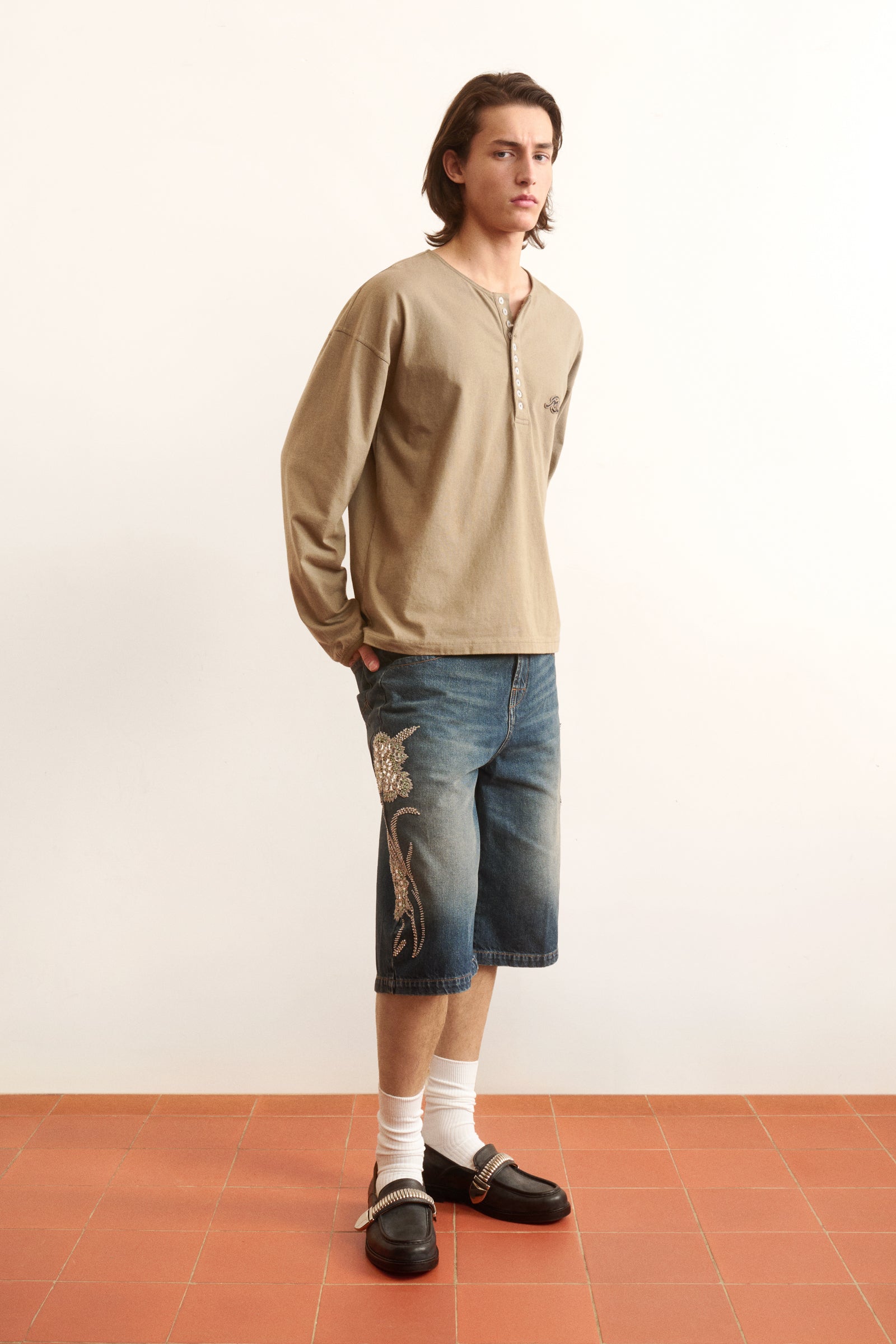 Men's buttoned long sleeve cotton tshirt 