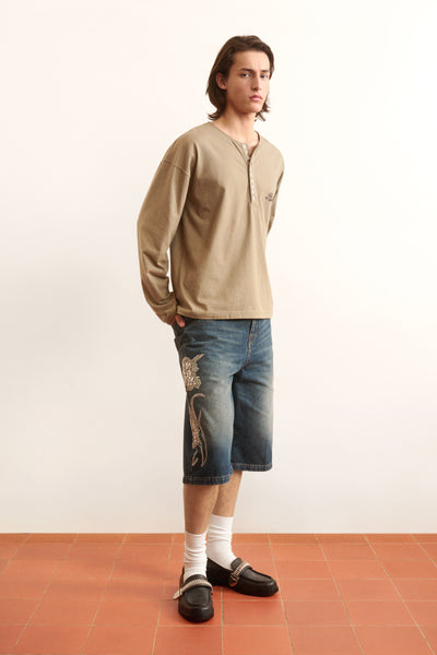 Men's buttoned long sleeve cotton tshirt 