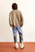 Men’s blue printed denim jeans with mountain and nature graphic, straight-leg fit